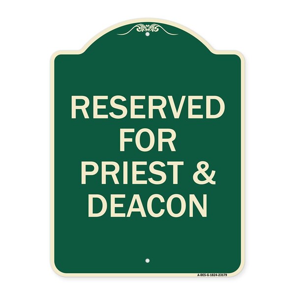 Reserved for Priest & Deacon Heavy-Gauge Aluminum Architectural Sign, 24" x 18", G-1824-23179